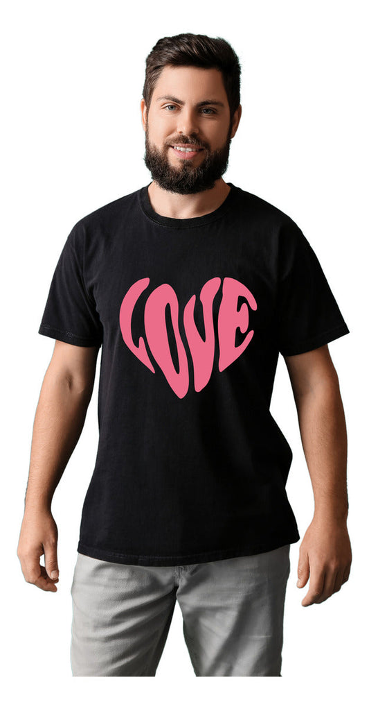 Playera Negra Hombre – Estampado LOVE | Minimalismo Urbano Ajolotástico