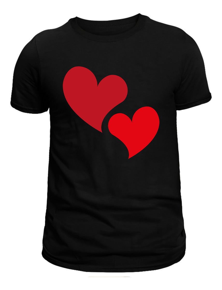 Playera Negra Hombre – Corazón Doble | Romántico | Minimalismo Urbano Ajolotástico