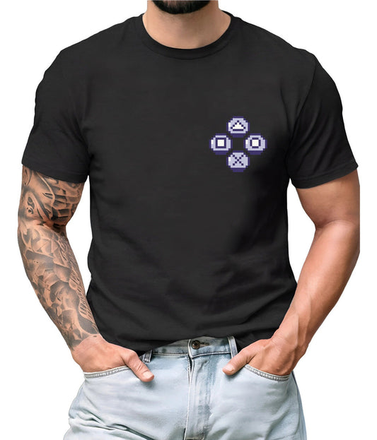 Playera Negra Hombre – Control Gamer Retro | Minimalismo Urbano Ajolotástico