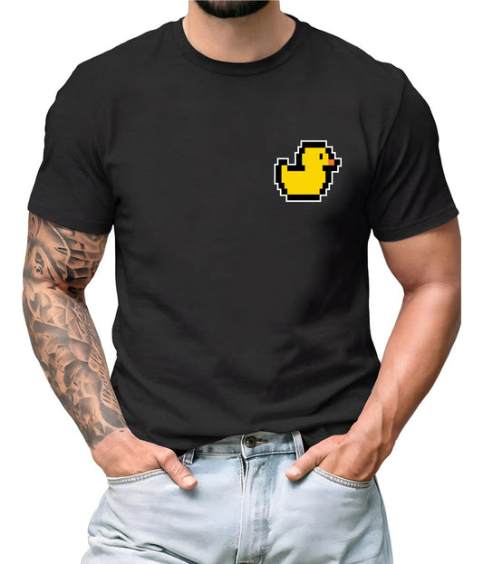 Playera Negra Hombre – Pato Pixel Art Estilo Arcade | Minimalismo Urbano