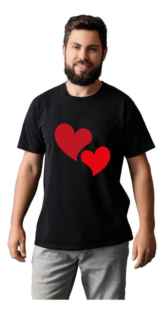 Playera Negra Hombre – Corazón Doble | Romántico | Minimalismo Urbano Ajolotástico