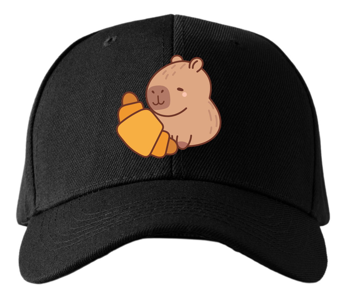 Gorra Negra Tipo Baseball – Capibara con Cuernito | Accesorios Unisex Ajolotástico