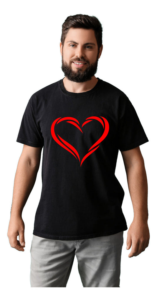 Playera Negra Hombre – Corazón Minimalista | Diseño Sutil y Elegante | Minimalismo Urbano Ajolotástico