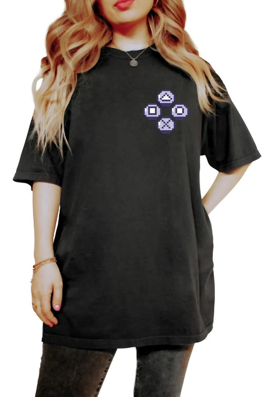 Playera Negra Mujer – Control Gamer Retro | Minimalismo Urbano