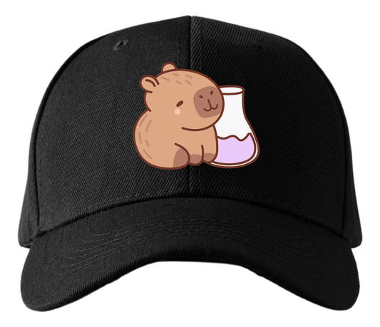Gorra Negra Tipo Baseball – Capibara Científico | Accesorios Unisex Ajolotástico