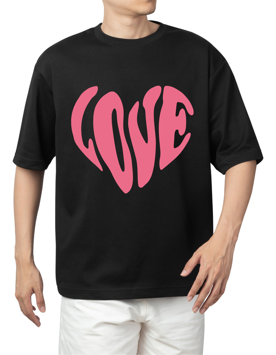 Playera Negra Hombre – Estampado LOVE | Minimalismo Urbano Ajolotástico