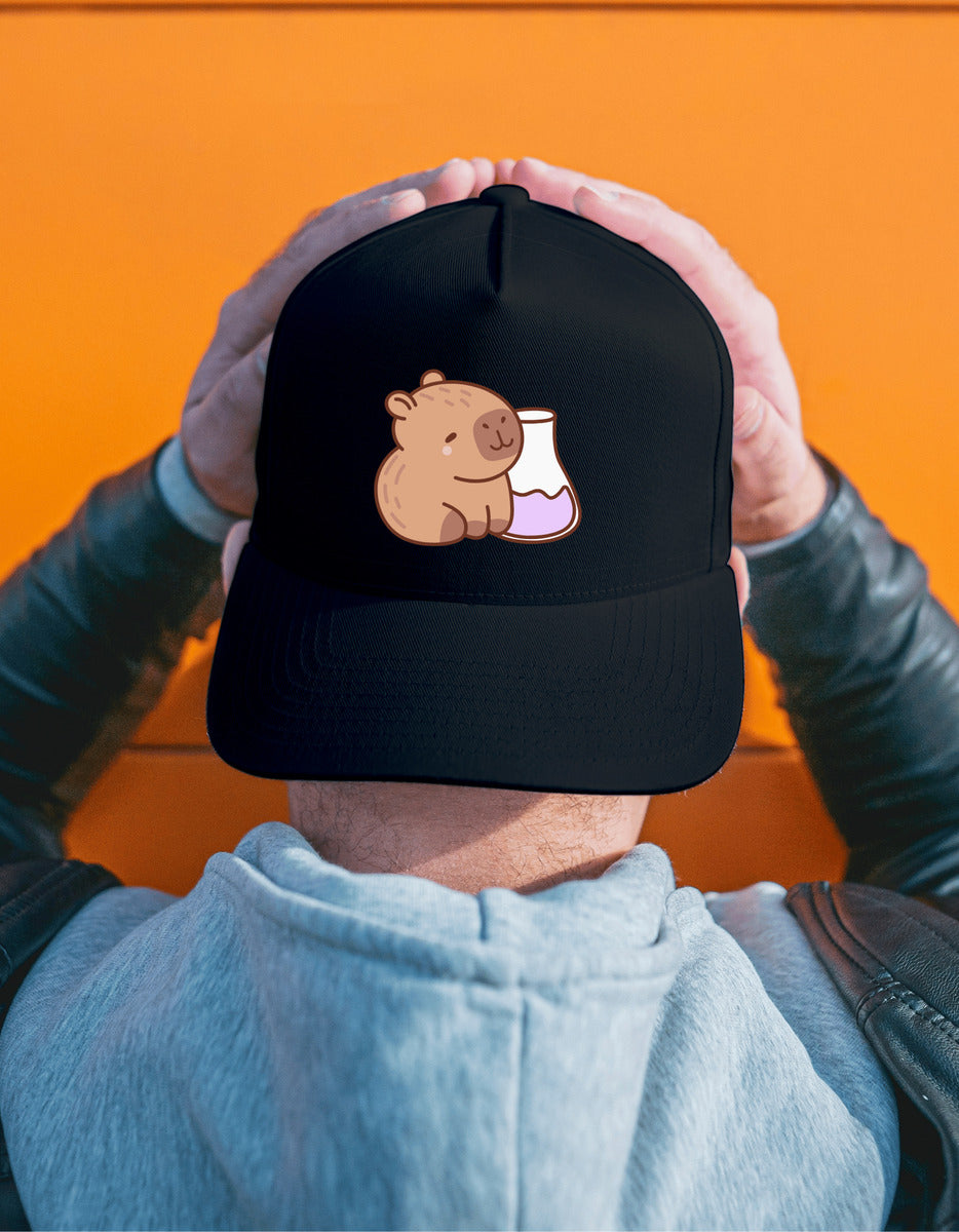 Gorra Negra Tipo Baseball – Capibara Científico | Accesorios Unisex Ajolotástico