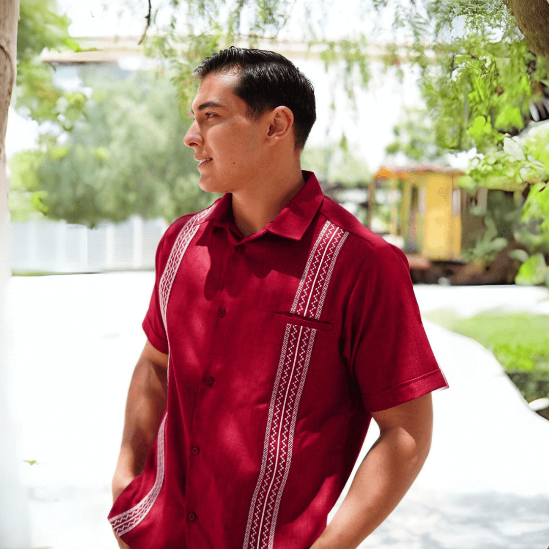 Camisa Guayabera Tinto LeMaan Tienda de Moda Artesanal