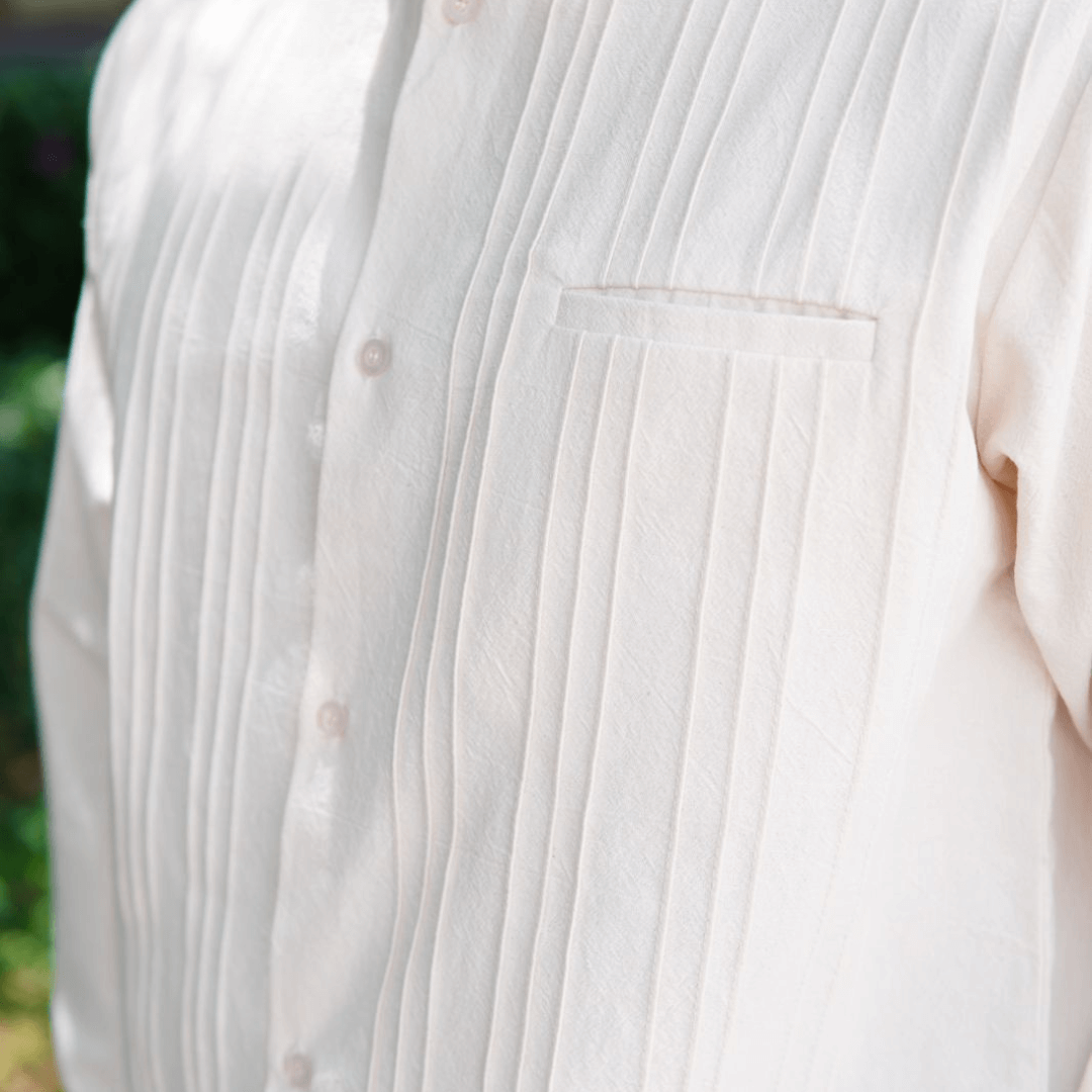 Camisa Guayabera Manga Corta Alforzas Manta Rustica LeMaan Tienda de Moda Artesanal