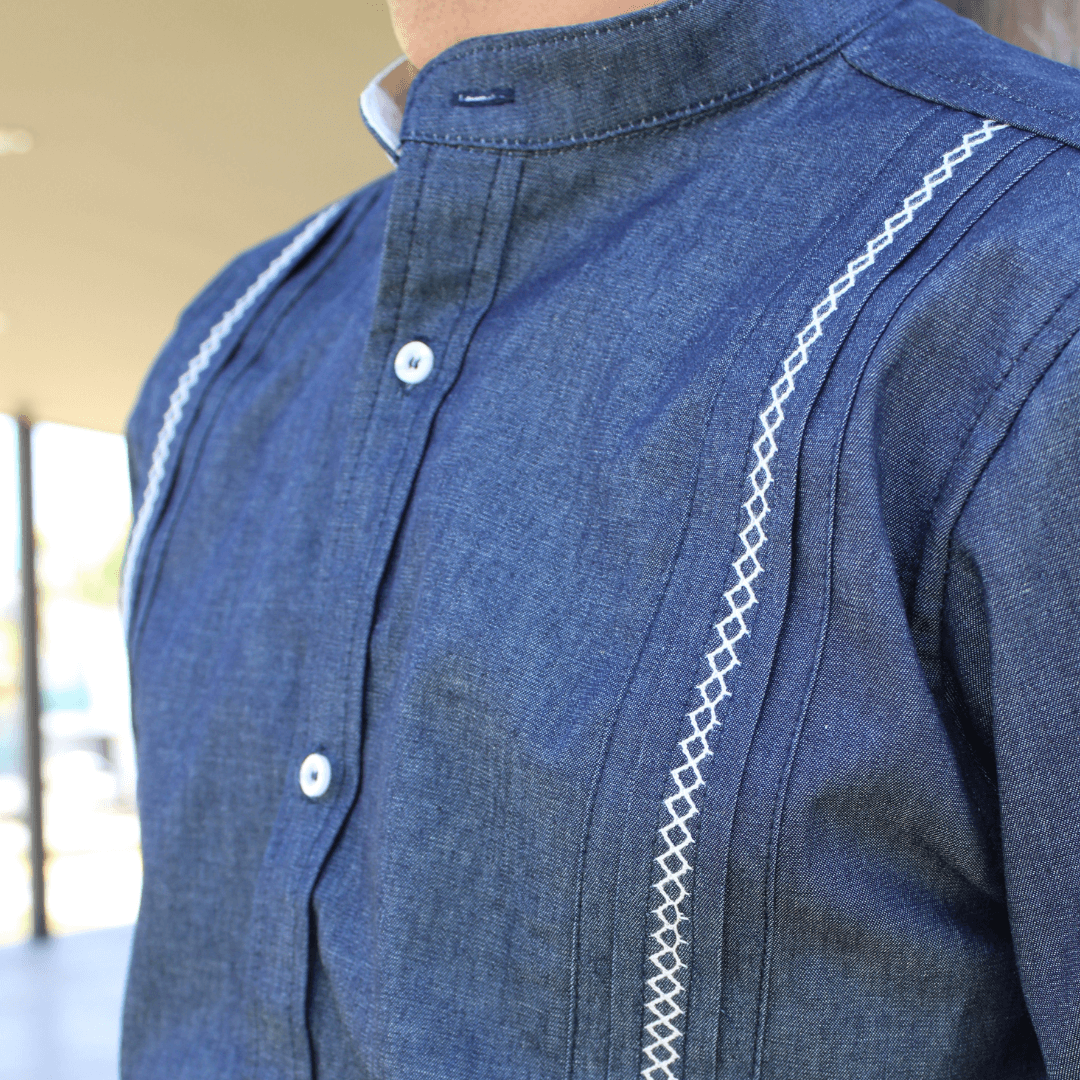 Camisa Guayabera Mezclilla Tejida LeMaan Tienda de Moda Artesanal
