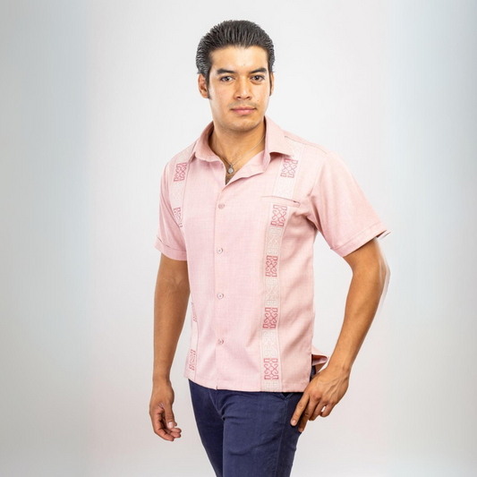 Camisa Guayabera Bordada Palo de Rosa