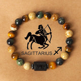 Natural stone beaded tiger eye picture stone bracelet zodiac bracelet