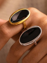 Elliptical Open Ring French Light Luxury Drip Oil Heavy Industry Casting Stainless Steel