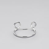 Minimalist Geometric Double line Adjustable Ring Genuine 925 Sterling Silver Trendy Fine Jewelry For Charm Women Bijoux
