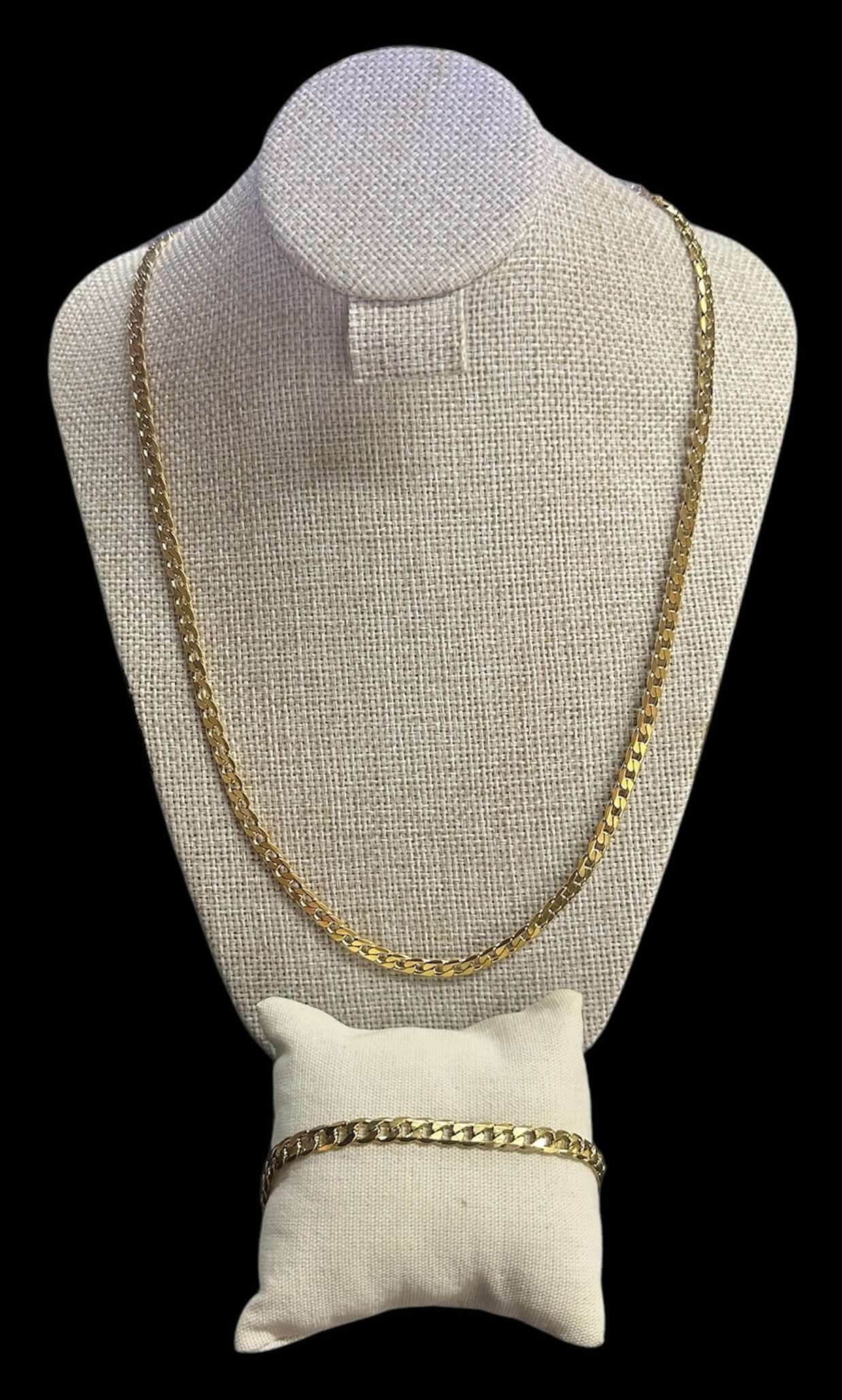 Set Cubano Plano 4 mm Acero Inoxidable All In Men Joyeria