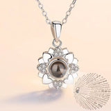 Sunflower Projection Necklace for Women in 100 Languages 520 Flower Projection Pendant Clavicle Chain Neck Chain