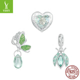 Silver Charm Original Forest Oasis Butterfly Ladybug DIY Bracelet Beads Spring Fresh s925 Pure Silver Beads