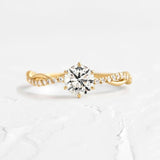 S925 Pure Silver Woven Wave Diamond Row Center Stone Ring
