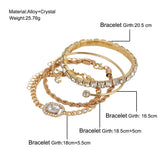 New Full Diamond Bracelet and Bracelet Set of 4 pieces for Women with a Retro Style, Light Luxury, and High end Decoration