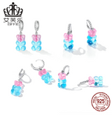 Avelle Fashion Fantasy Sterling Silver s925 Candy Bear Ear Buckle Color Resin Zircon Animal Earrings