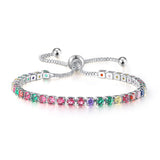 Colored Zircon Bracelet Women's Full Diamond Adjustable Crystal Tennis Chain