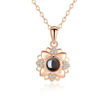 Sunflower Projection Necklace for Women in 100 Languages 520 Flower Projection Pendant Clavicle Chain Neck Chain