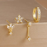 Zircon Stud Earrings with Gold Plating, Minimalist Chic Design, Delicate and Stylish Women's Ear Jewelry