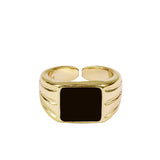 Vintage Black Square Wide Open Adjustable Ring For Women Creative Fashion Temperament Party Jewelry Gifts