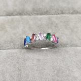 S925 Sterling Silver Inlaid Natural Turquoise Color Treasure Ring European And American Fashion Women's Color Diamond Ring