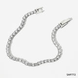 Stainless Steel 18K Gold Plated Trendy Jewelry Bling Round Cubic Zirconia Tennis Chain Bracelet For Women