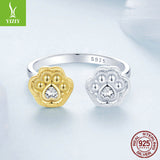 Silver Charm Original 18K Gold Plated Cute Claw Print Open Ring Asymmetric Design s925 Silver Ring Ring