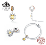 Avele Sterling Silver s925 Small Sun Pendant Bracelet Golden Glass Zircon Starry Sky Simple Pendant SCC2