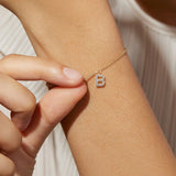 New 26 Initial Simple and Exquisite Zircon Bracelet Copper Plated 14K Real Gold Womens Jewelry Ornament