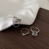 Minority Design Irregular Twisted Metal Open Ring Set Female Korean Personality Simple And Versatile Temperament Ring