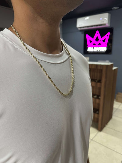 Cadena Torzal Combinada Oro Laminado 3 mm All In Men Joyeria