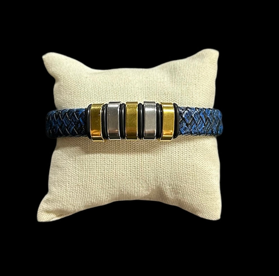 Pulsera Azul Acero y Caucho All In Men Joyeria