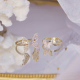 Hollow Butterfly CZ Ring for Women Adjustable Open Design Pave Zircon Butterfly Ring Wedding Jewelry Gift