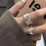 French Retro Irregular Metal Open Ring Female Korean Personality Simple And Versatile Temperament Fashion Ring