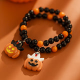 Ins style Ghost Pumpkin Multi layer Soft Ceramic Bracelet Halloween Party Ghost Witch Bracelet