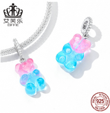 Avelle Candy Bear Pendant Bracelet Sterling Silver S925 Color Gradient Resin Zircon Pendant Accessories