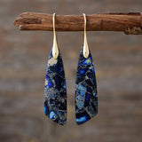 New Bohemian Emperor Stone Geometric Pendant Earrings, European and American Popular Natural Stone Jewelry