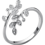 925 Sterling Silver Crystal Leaf Rings For Women Wedding Jewelry Adjustable Antique Finger Ring Anillos