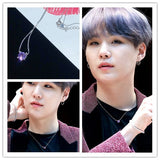 Bulletproof Surrounding SUGA Min Yuqi Same Necklace Purple Rhinestone Temperament Simple Sweater Chain Clavicle Box Chain