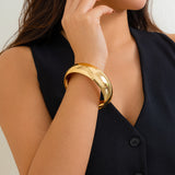 Design inspired metal snake stripe wide bracelet, fashionable and niche texture, circular opening bracelet for women