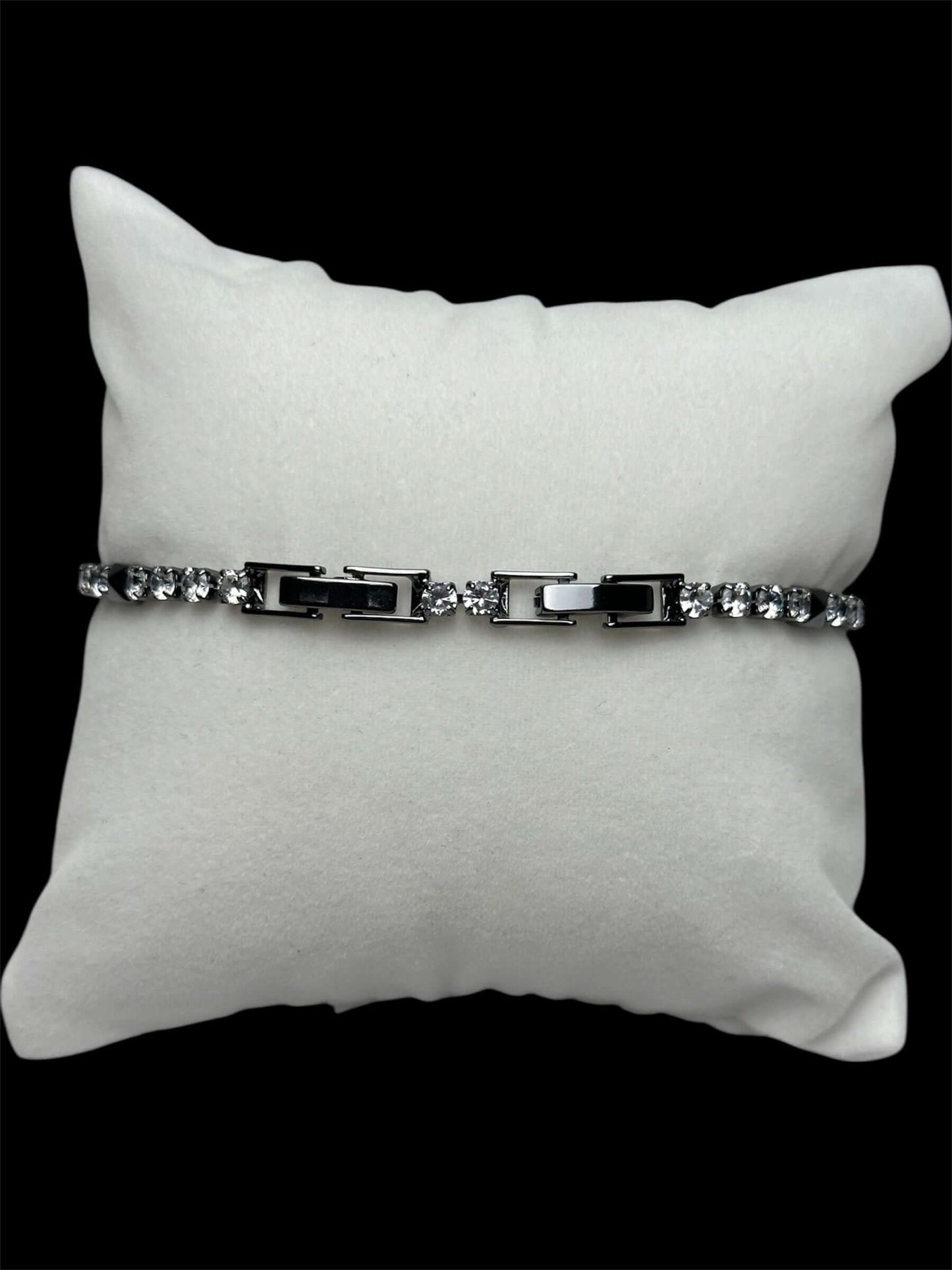 Pulsera Tenis 3 mm Plata Negra Cuadrado All In Men Joyeria