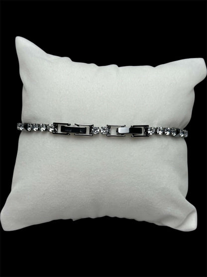 Pulsera Tenis 3 mm Plata Negra Cuadrado All In Men Joyeria