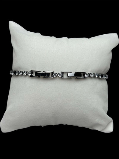 Pulsera Tenis 3 mm Plata Negra Cuadrado All In Men Joyeria