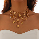 Ocean style fish tail imitation pearl tassel necklace necklaces beach starfish shell pendant accessories