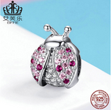 Jewelry S925 Sterling Silver Beaded Insect Seven Star Ladybug DIY Bracelet Accessories New Zircon Beads