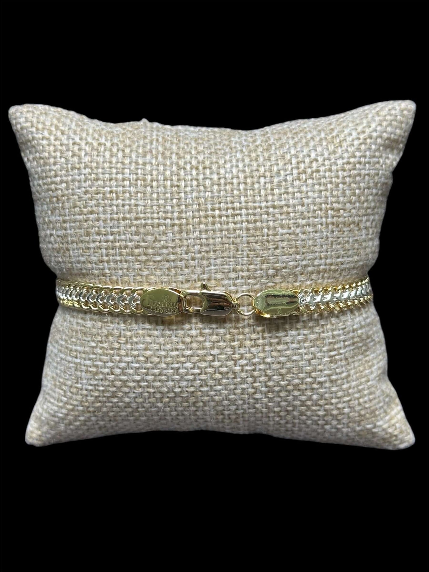 Pulsera Petatillo Combinada 6 mm Oro Laminado 18 K All In Men Joyeria